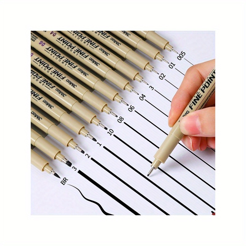 

6/12pcs Waterproof Needle Tube Art Line Drawing Painting Marker Pens With Soft Head, Suitable For Architectural & Art Projects
