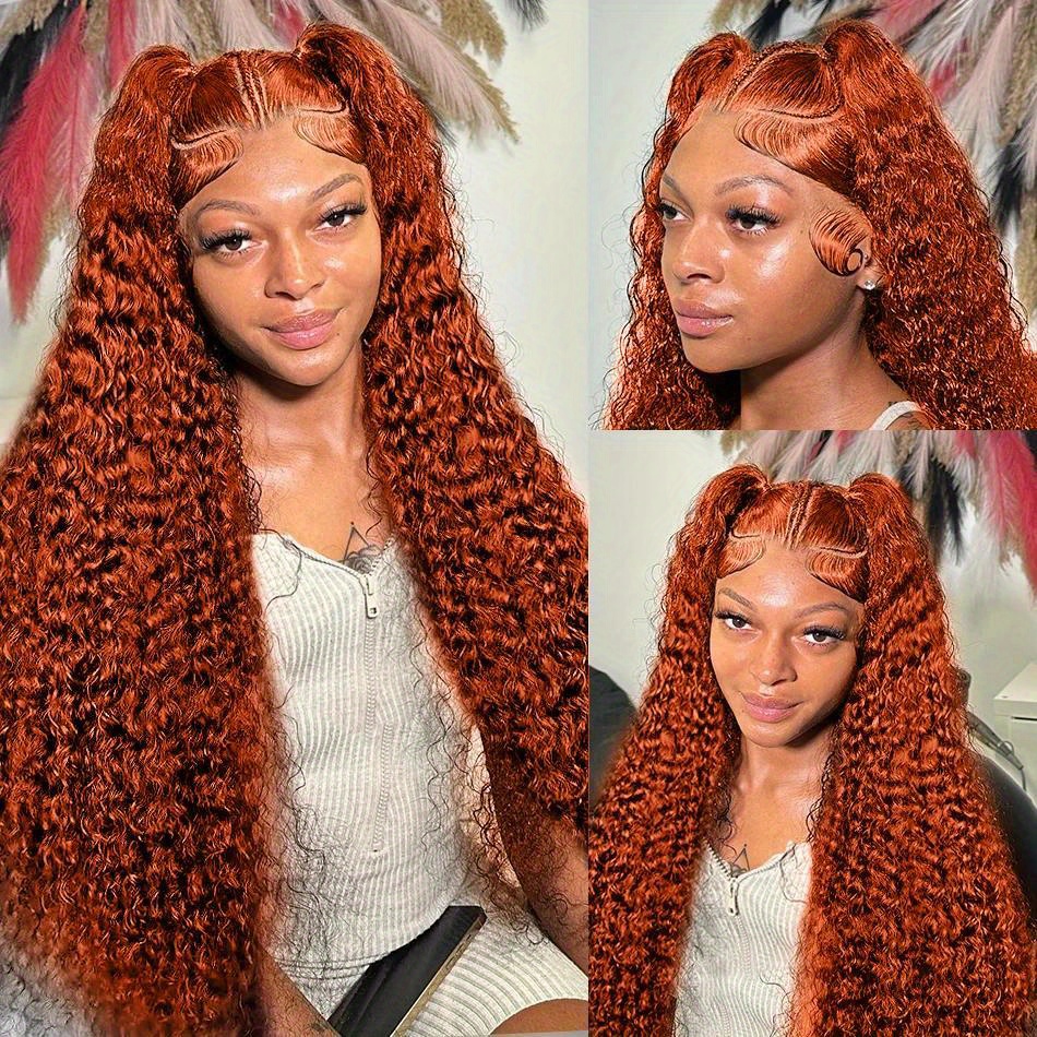 MEODI HAIR Human braiding hair 13x6 Hd Colored Ginger Orange Curly Lace  Frontal Wig 13x4 Deep