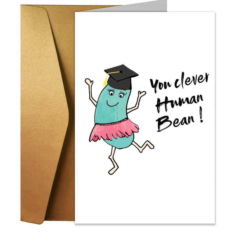 

1pc Funny Creative Graduation Card, You Clever Human Bean, Graduation Qualified Card, Well Done You've Graduated/graduation Gift