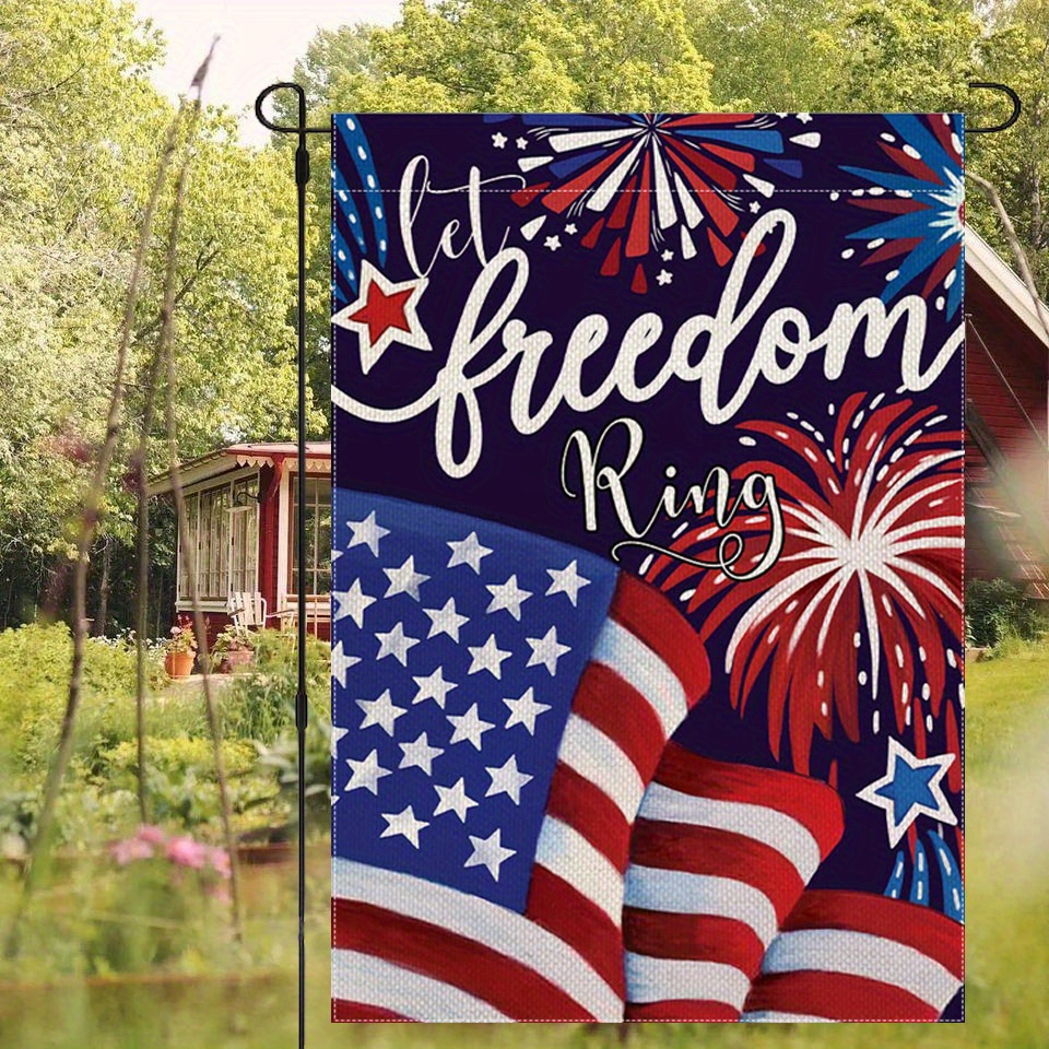 

1pc, 4th Of July Patriotic Garden Flag, Flag Let Freedom Ring Garden Flag, Double Sided Garden Yard Flag, Home Decor, Outside Decor, Yard Decor, Garden Decor, Holiday Decor, No Flagpole 12x18in