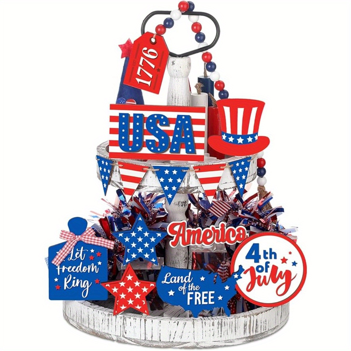 4th Of July Tiered Tray Decor - Temu