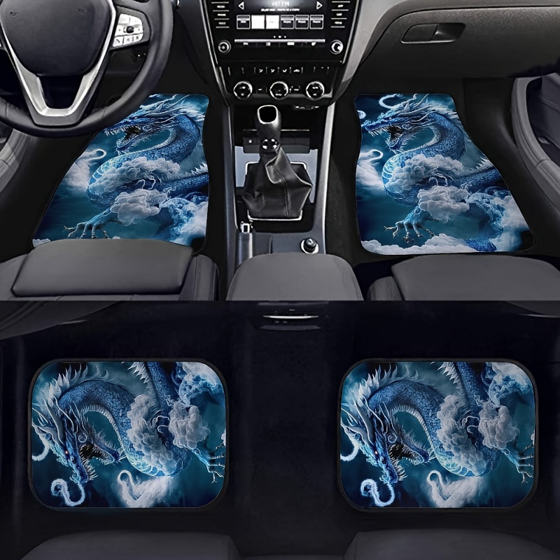 

4pcs Blue Dragon Pattern Non-slip Car Floor Mats, Car Front & Rear Floor Mats, Car Interior Decoration Accessories, Make Car Cooler