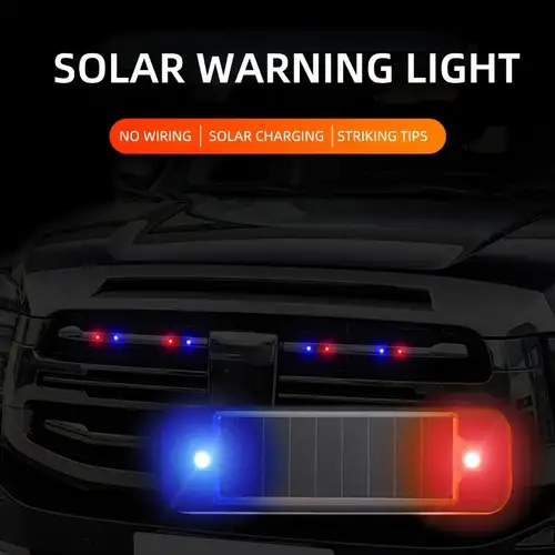 Solar Car Tail Light Rear Spoiler Flashing Warning Waterproof Auto  Accessories