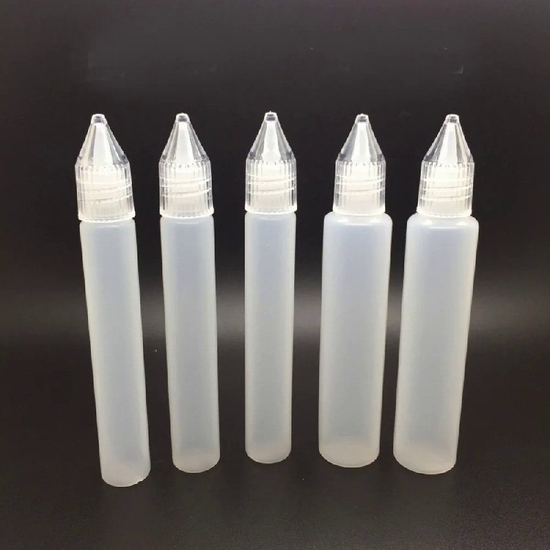 

5pcs/lot 30ml Pen Shape Plastic Needle Tip Dropper Travel Bottles Empty Cosmetic Liquid Bottle With Oil Long Slim Dropper