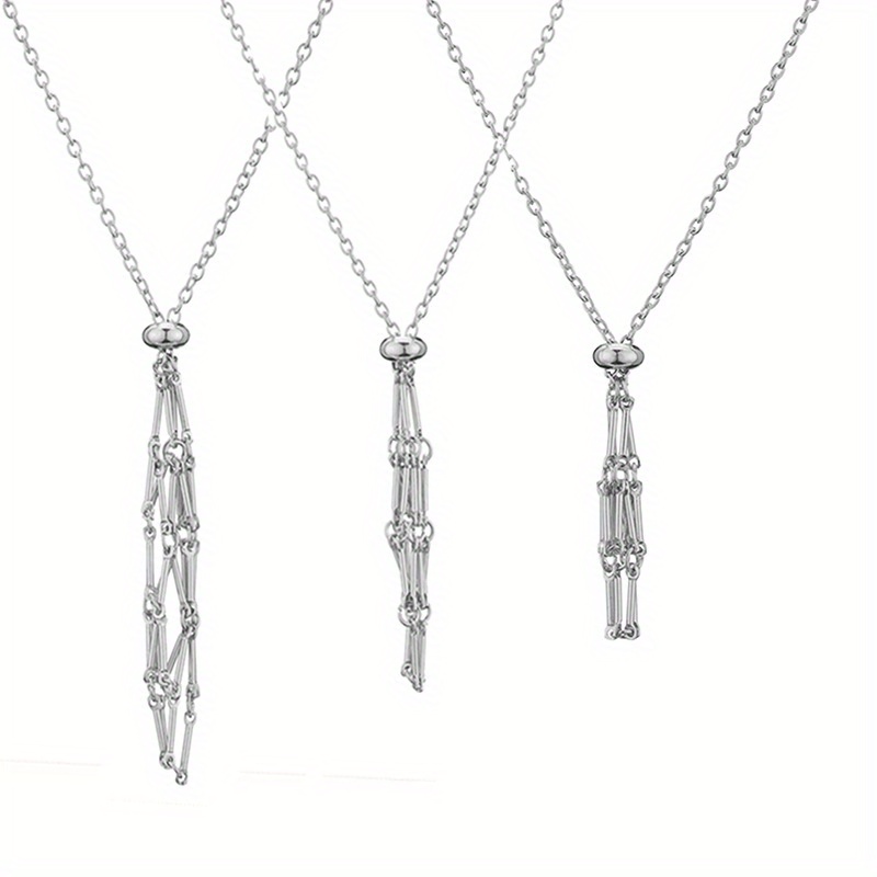TEMU Juego de 3 piezas de metal , bolsa de malla tejida, jaula colgante, roca, piedra , collar colgante de minerales