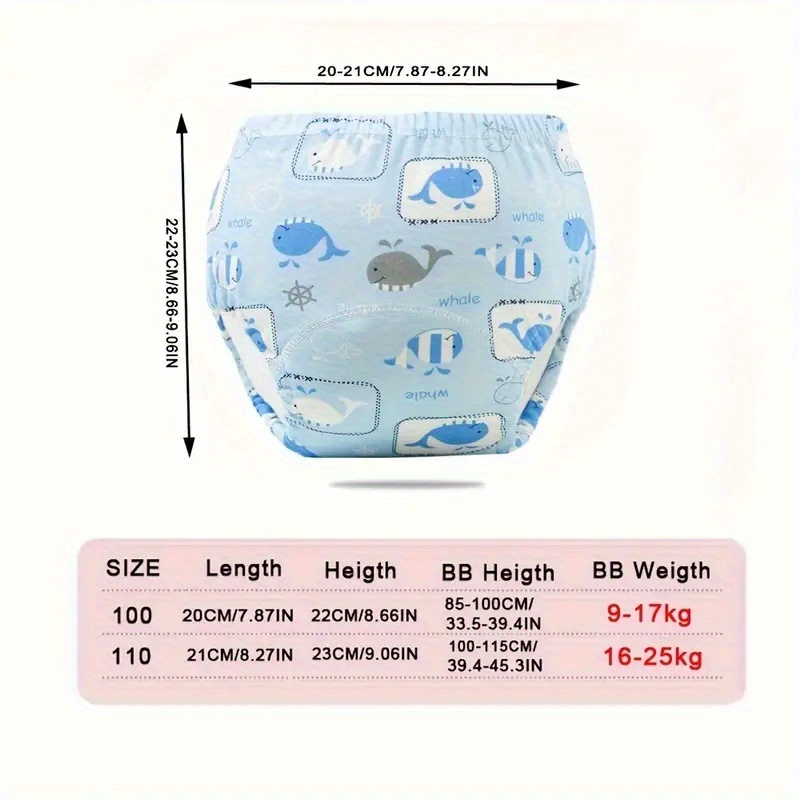 6 layer training diaper breathable cotton gauze cloth diapers cartoon diaper pants washable diaper pants details 1