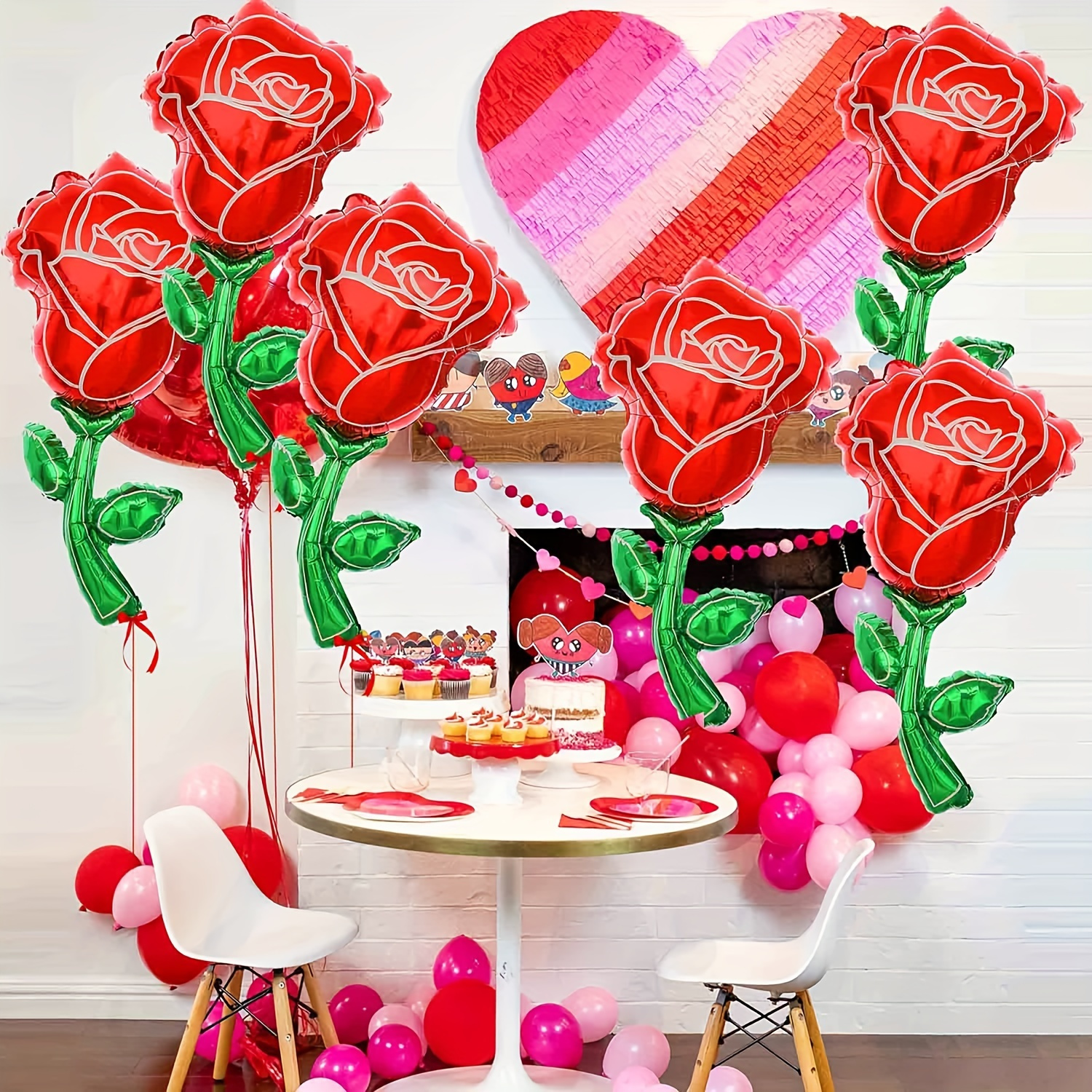 PartyWoo Globos de San Valentín, globos de corazón para decoraciones del  día de San Valentín, decoraciones de San Valentín, decoración de San