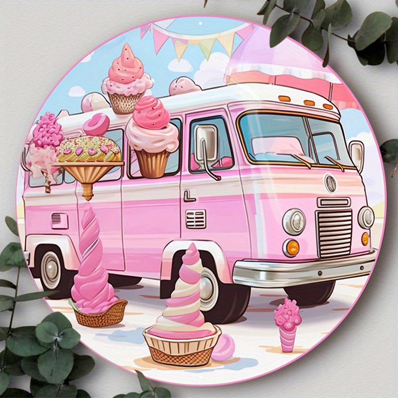 

1pc 8x8inch Aluminum Metal Sign Summer Wreath Attachment, Summer Sign, Ice Cream Sign Tt Suitable For Various Scenarios