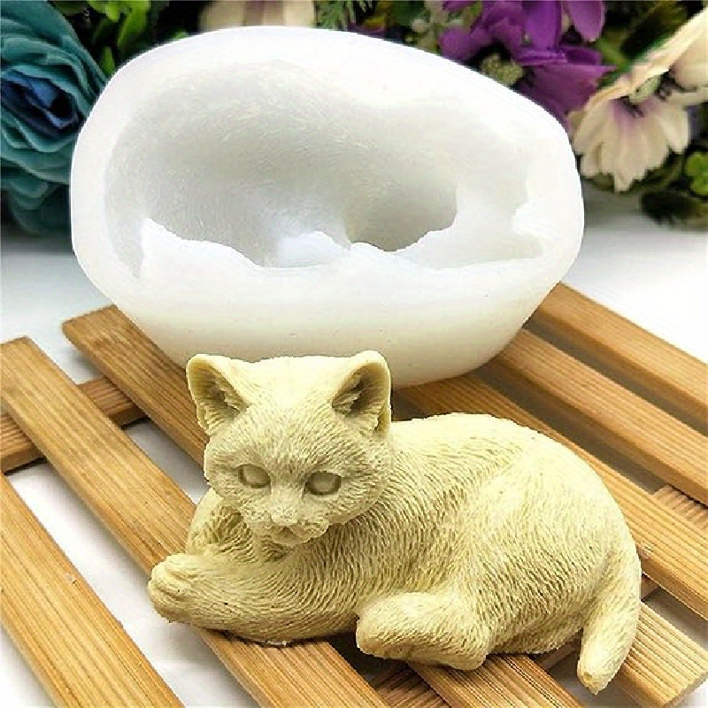 

1pc Lying Cat Silicone Mold, Cute Cat Craft Art Crystal Resin Animal Ornament Silicone Mold, 3d Animal Shape Craft Mold, Candle Aromatherapy Gypsum Silicone Mold