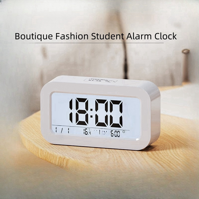 Mini reloj digital para estudiantes, reloj despertador de mesa con  retroiluminación, despertador, calendario electrónico, relojes de mesa de  oficina