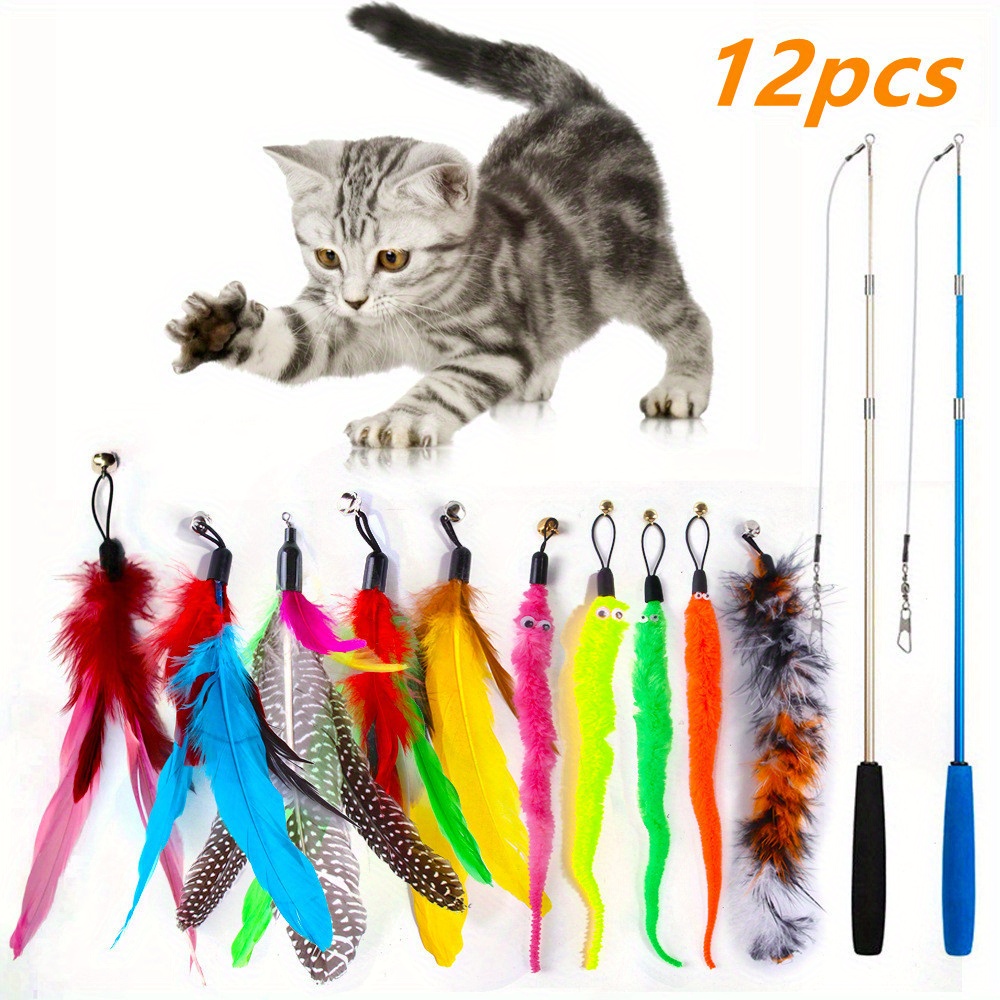 Cat Toys Kitten Toys Feather Decor Cat Teaser Toy Worm Toy Catcher Hanging Interactive  Toys - Temu Israel