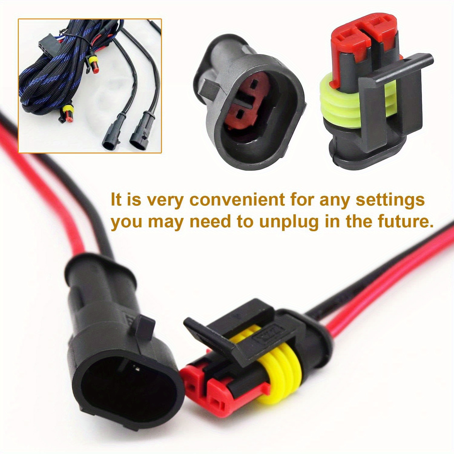 Acheter Peigu 5 paires de connecteurs électriques mâles et femelles  étanches à 2 broches pour voiture avec fil