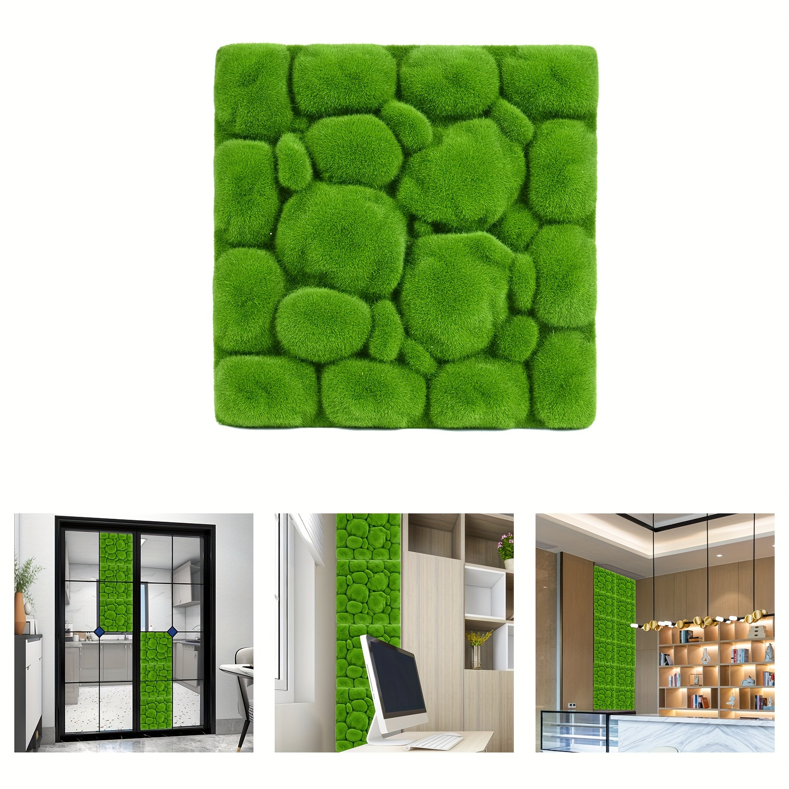 

3pcs Moss Wall Panel Simulation Green Moss Stone Foams Tile Board Diy Craft Wall Background Decoration For Home Living Room Bedroom
