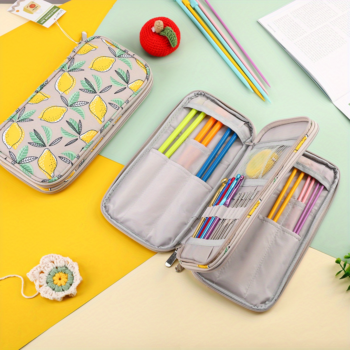 Knitting Needles Case Portable Travel Crochet Hooks Storage - Temu