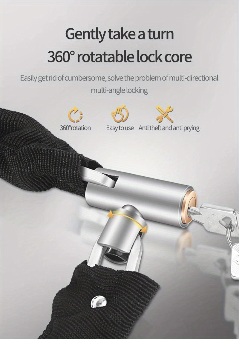 [Bike Chain Lock] Xunting Bike Chain Lock with Lighter Weight and Stronger Security, Anti-Theft Bicycle Lock for Road Mountain Bikes