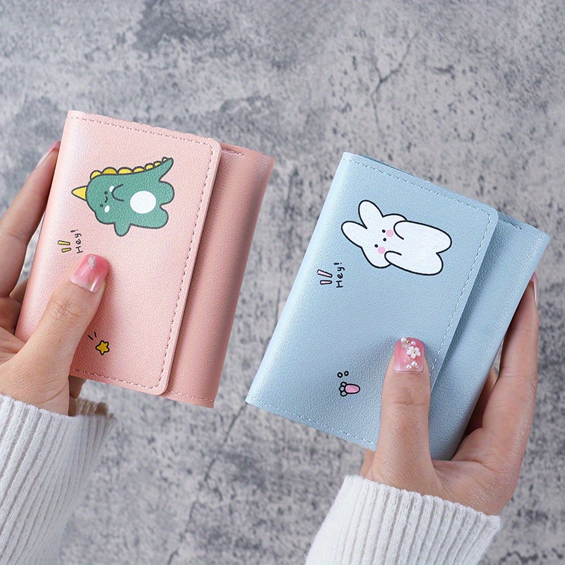 

Cute Cartoon Printed Pu Wallet, Tri-fold Design Women Wallet With Multiple Card Slots, Small Coin Purse, Ladies Simple Money Clip