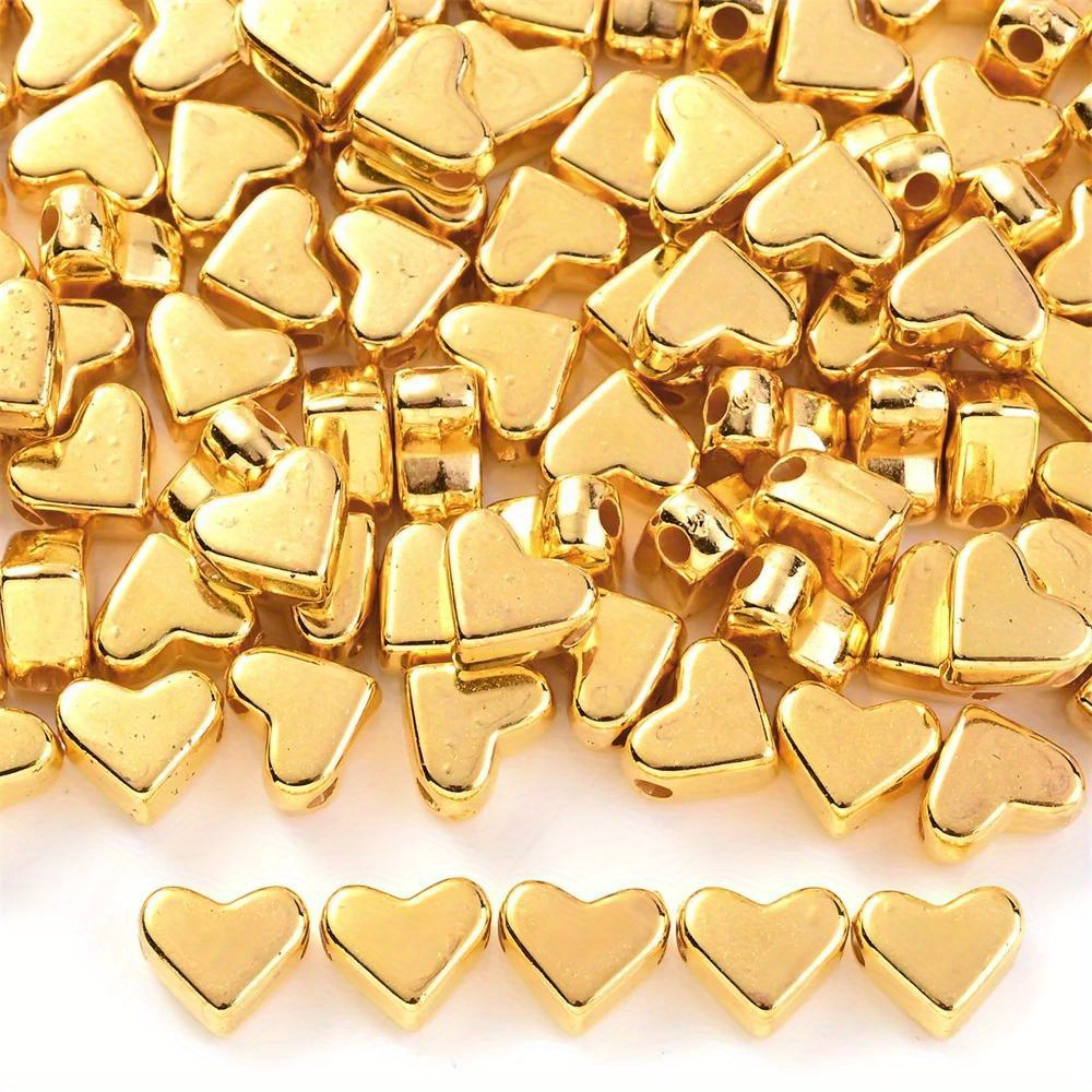100pcs/set 6mm Love Heart Spacer Beads Romantic Golden Ccb Spacers Beads For Bracelet Necklace Jewelry Diy Crafts Making