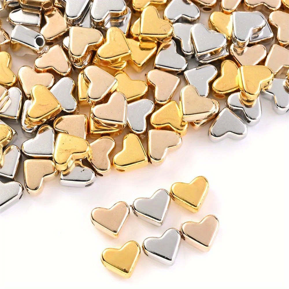Image of 100pcs/set 6mm Love Heart Spacer Beads Romantic Golden Ccb Spacers Beads For Bracelet Necklace Jewelry Diy Crafts Making