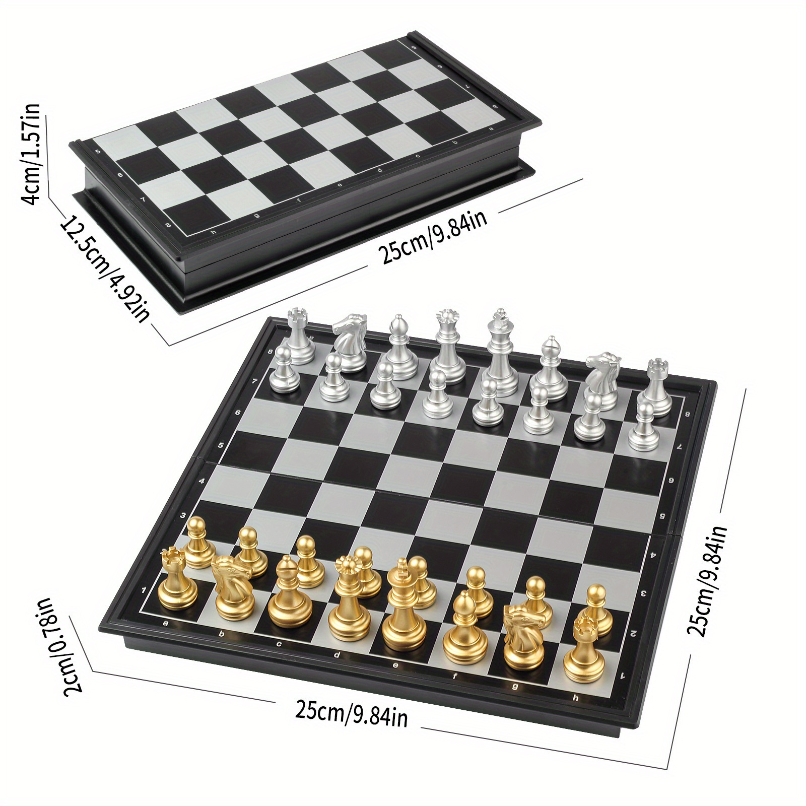 

Magnetic Golden And Silvery Chess, Multi-specification Portable Folding Chessboard, Educational Chess Toy,gaming Gift