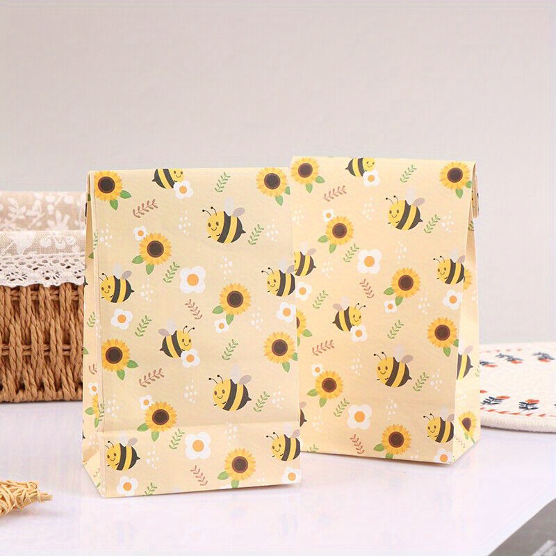 

10pcs, Honey Bee Gift Bags Bumble Bee Theme Party Candy Favor For Kids Honeybee Birthday Party Decorations Baby Shower Supplies