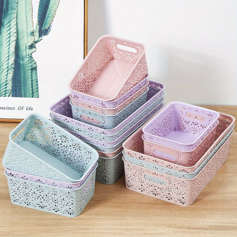 

1pc Plastic Hollowed , Cosmetic Box, , Multifunctional , And For Bathroom Office Desk,