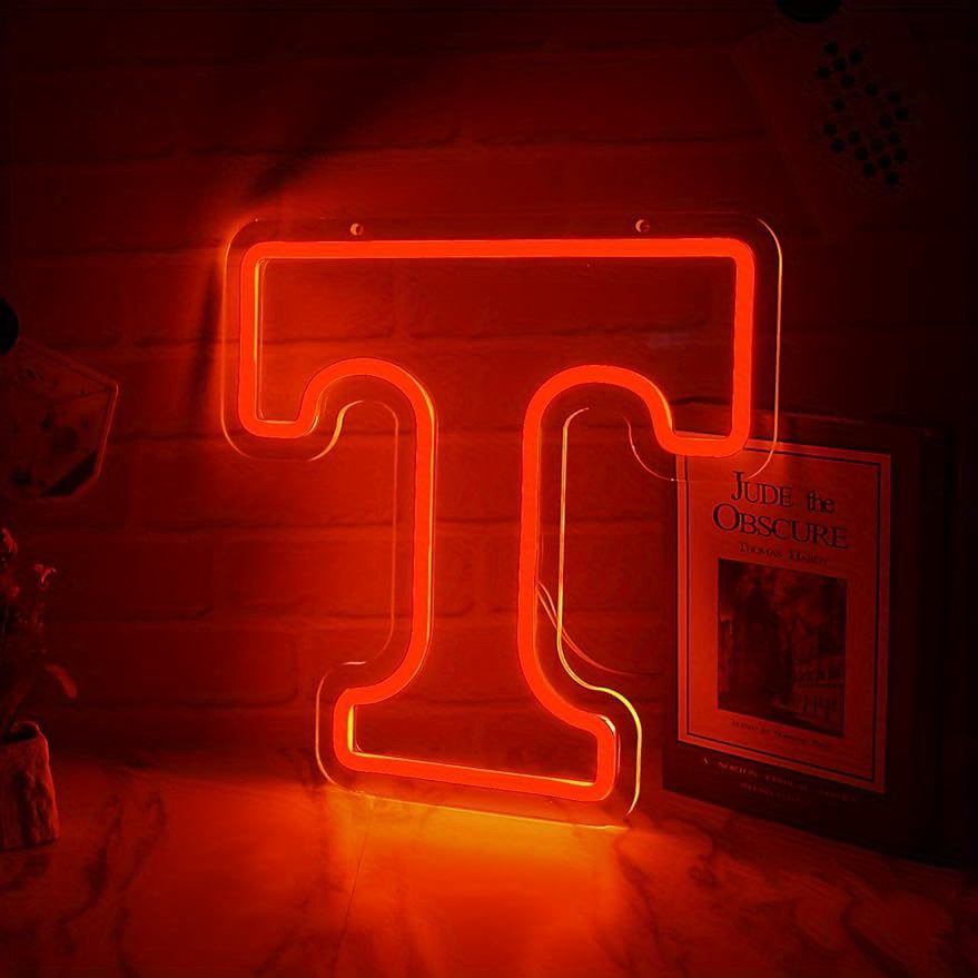 T Letter Neon Sign Usb Powered Room Decor Neon Wall Sign - Temu