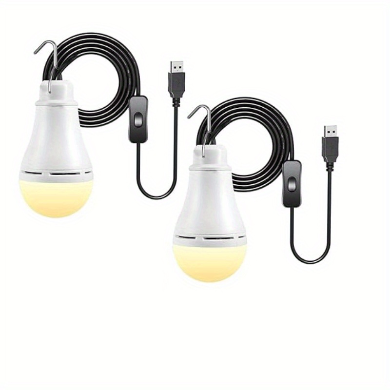 MSEURO Luces de emergencia USB de 120 W, 100 W, 80 W, 60 W,  bombilla LED con gancho, 3 modos, regulable, recargable, lámpara de  campamento para mercado nocturno, pesca Lucky (color