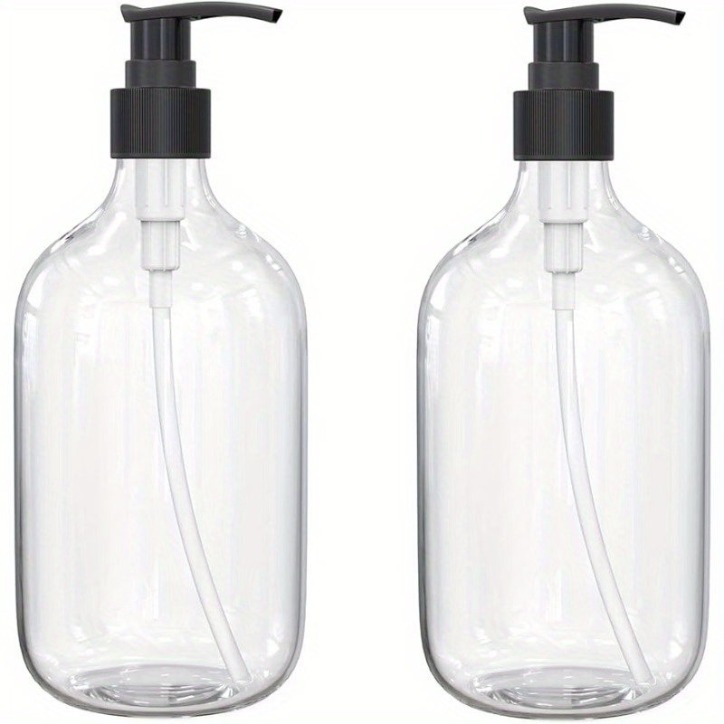 

2pcs 500ml Clear Plastic Pump Bottle Dispenser, Refillable Empty Bottle Container With Pump For Essential Oil Soap Lotion Shampoo