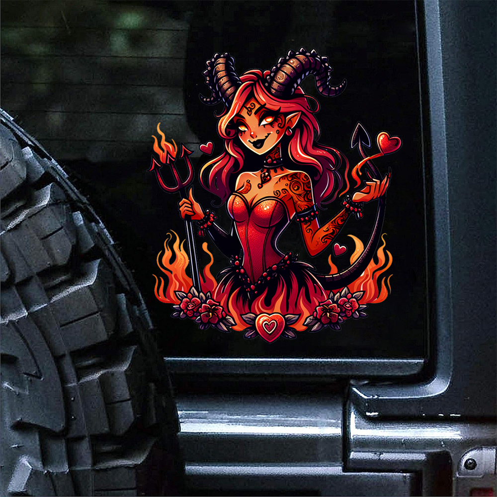 

Fiery Devil Love Bouquet Valentine's Day Motorcycles Vinyl Sticker - Suitable For Cars, Trucks, Motorcycles, Water Bottles