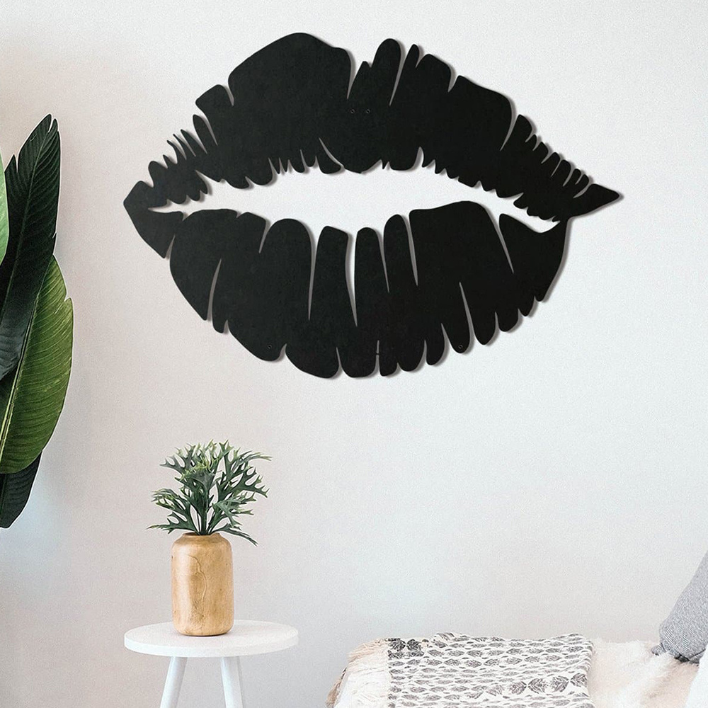 

1pc, Lips Metal Wall Decor, Metal Wall Hanging Decor For Home, Above Window, Door, Bed, Iron Wall Decor With Boho Style And Black And White Design