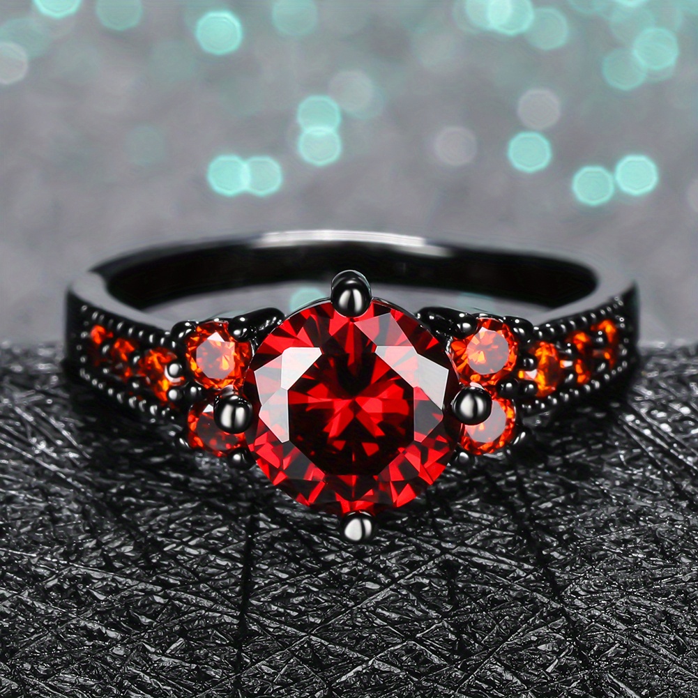 TEMU 1pc Vintage Inlaid Cubic Synthetic Cubic Zirconiaia Ring, Shiny Men's Wide Ring