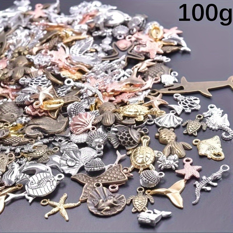 

100g/3.53oz Random Color Vintage Zinc Alloy Marine Animal Series Pendants, Mixed Color Ocean Animal Charms For Keychains, Chest Chains, Necklaces, And Earrings Diy Jewelry Accessories