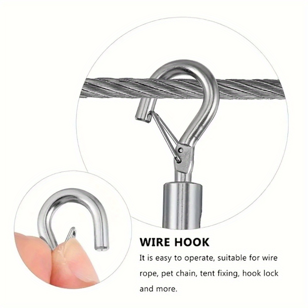 Automatic Wire Rope Spring Hook With Lock Adjustable Hanging Clothesline  Tent Guardrail Lock Hardware Accessories Strong Durable