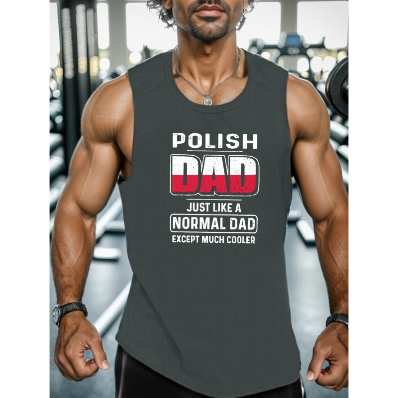 

Polish Dad Print Men's Casual Sleeveless Tank Top Comfy Breathable Tops For Summer