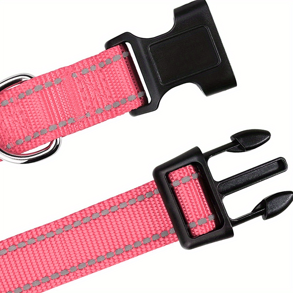 Custom-Made Reflective Nylon Dog Collar with Engraved Name Tag