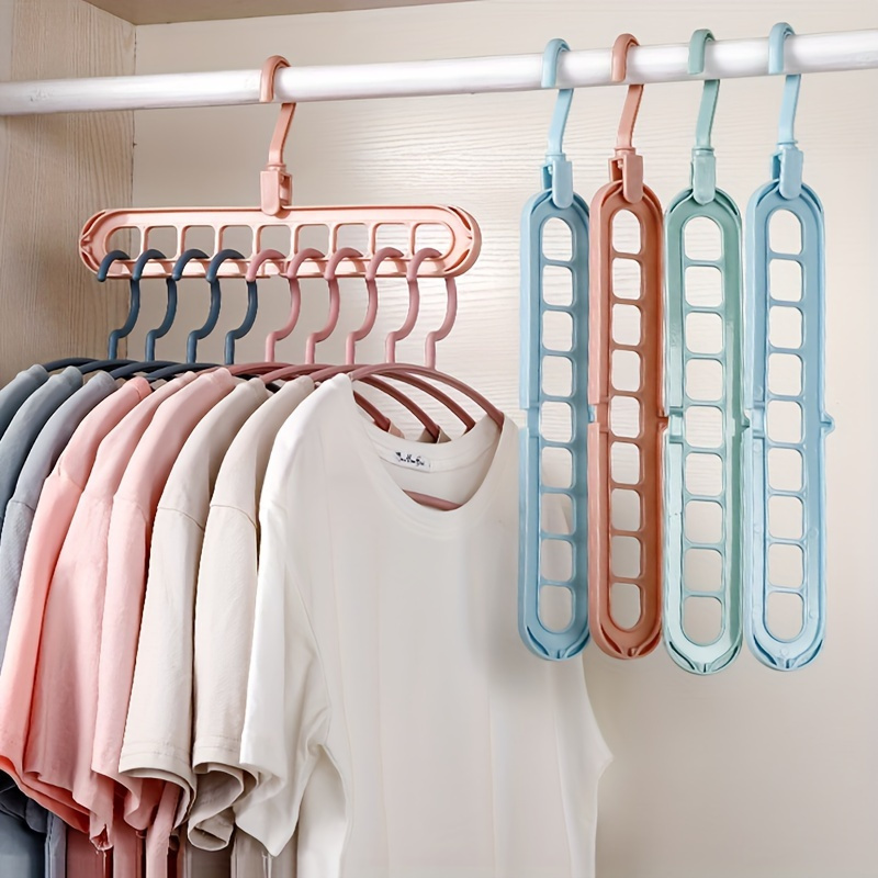 

3pcs Hanging Rack, 9-hole Hanger, Foldable Heavy Duty Clothes Hanger, Space Saving Clothes Organizer For Bedroom, Closet, Wardrobe, Clothes Shops
