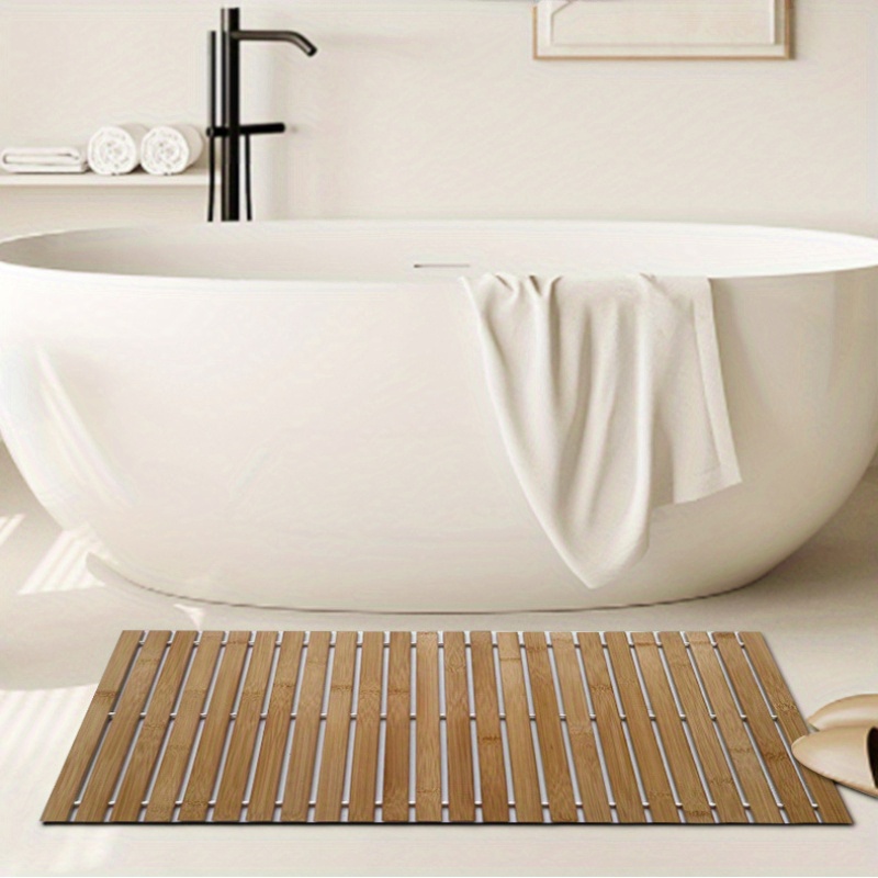handcrafted bamboo bath mat non slip water resistant - Temu