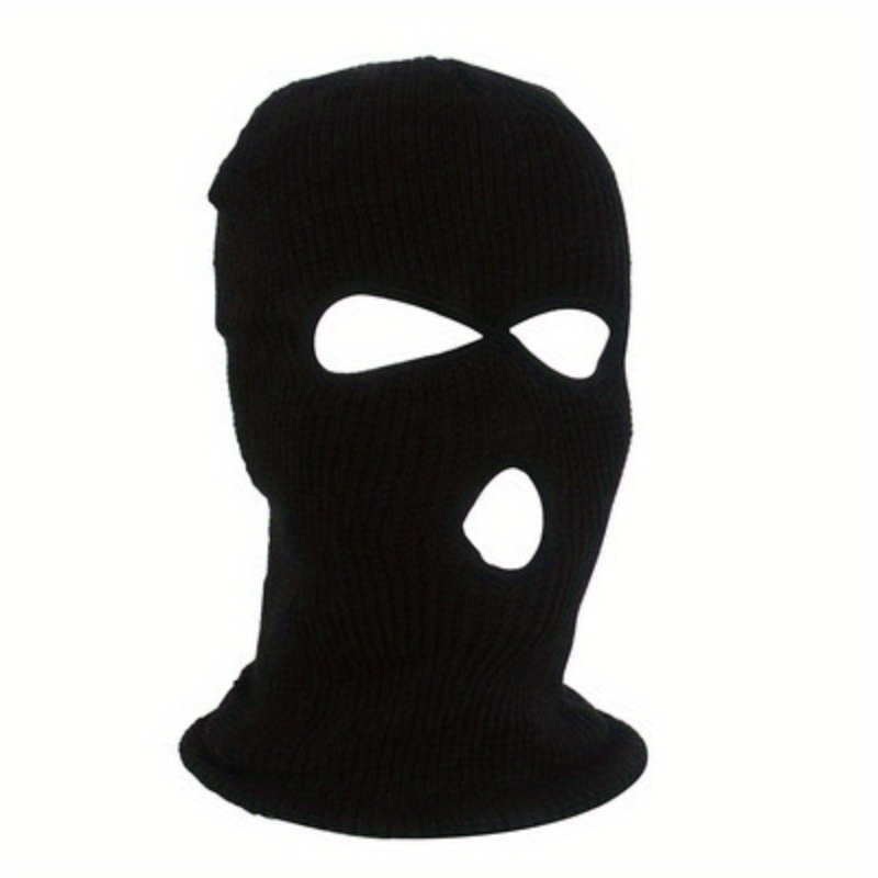 

1pc Winter Warm Knit Balaclava Hat, Knitted Three-hole Head Cover Hat