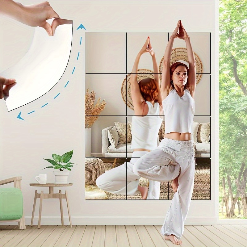 Adhesivos de pared de espejo ondulado 3D, 6 piezas de arte de espejo  decorativo para el hogar, acrílico, lámina de pared, azulejos de espejo de