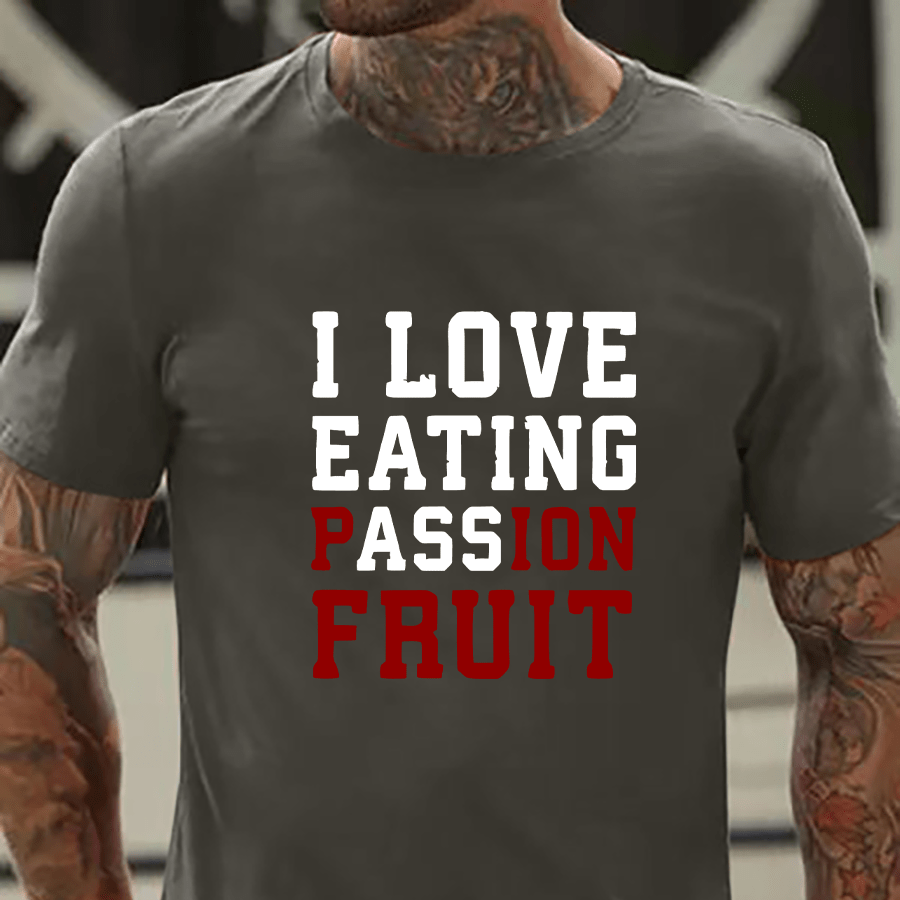 

Funny I Love Eating... Print T Shirt, Tees For Men, Casual Short Sleeve T-shirt For Summer