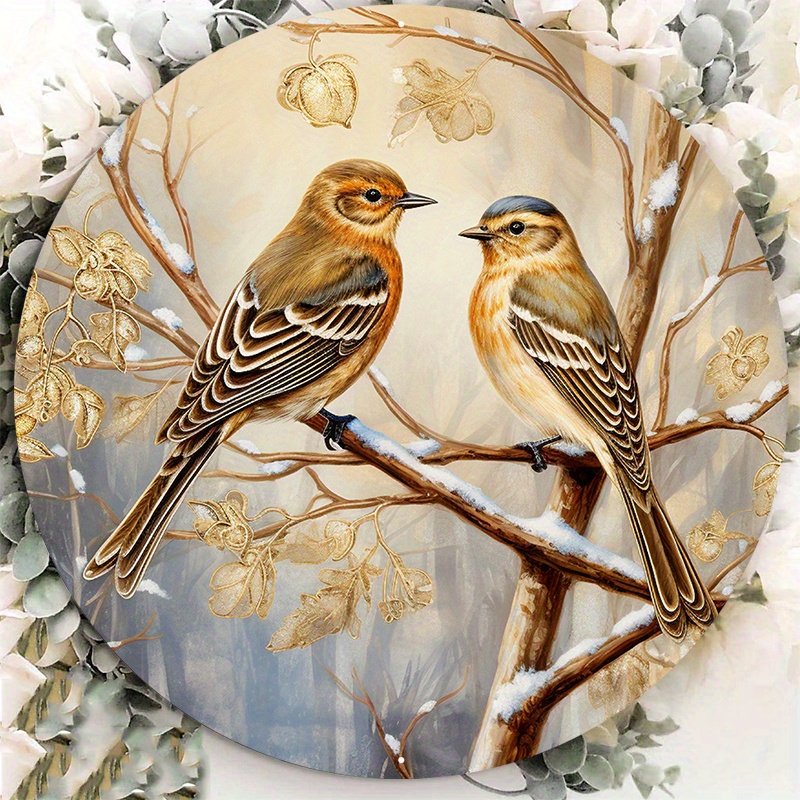 

1pc 8x8inch Aluminum Metal Sign Round Metal Wear Sign Birds On A Tree Oy