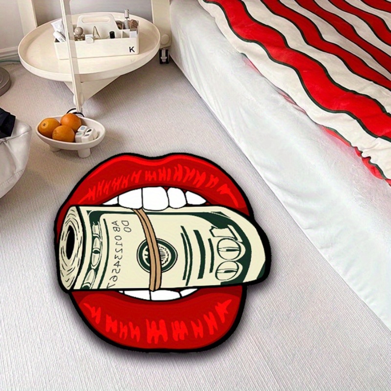 luxurious cash lips design plush rug soft thick   cashmere for living room bedroom and home decor hand washable details 2