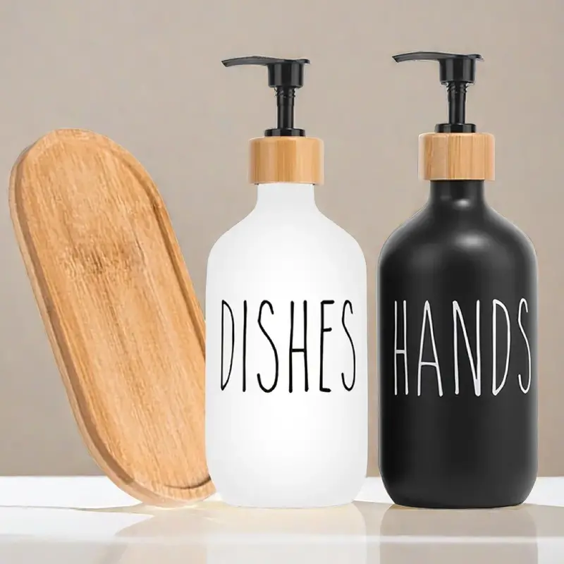 2pcs Soap Dispenser Set, Countertop Lotion Bottle, Bathroom Hand Soap Dispenser, Refillable Empty Bottle For Hand And Dish Soap, Bathroom Accessories, Home Decor