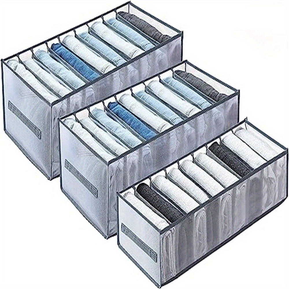 Organizer Cassetti Armadio, Organizer Pantaloni Armadio, Armadio Divisori  Pieghevole Storage Box per Maglietta per Riporre Magliette, Jeans, Calzini,  Cravatte, Sciarpe e Fazzoletti,3Pcs,7+7+7 Griglia : : Casa e cucina