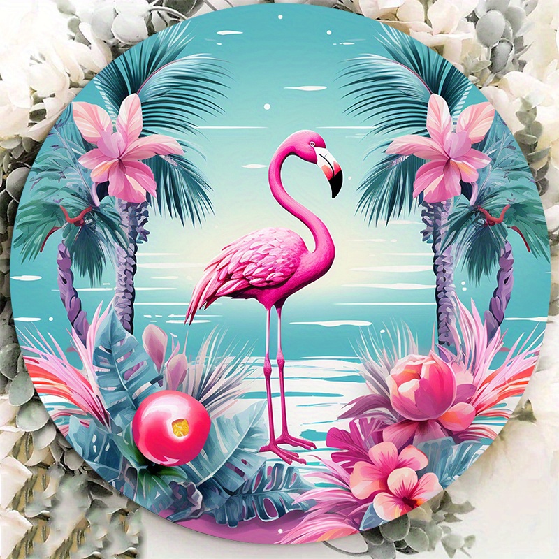 

1pc 8x8inch Aluminum Metal Sign The Welcome Sign For A Beach Themed Party Features A Pink Flamingo