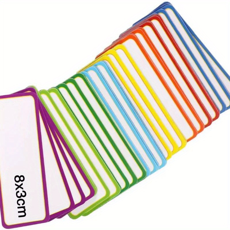 Image of 27 Sheets Colorful Magnetic Name Tag Label Erase Reusable Sticker For Whiteboards Locker Fridge School Office Home (8*3cm Each)