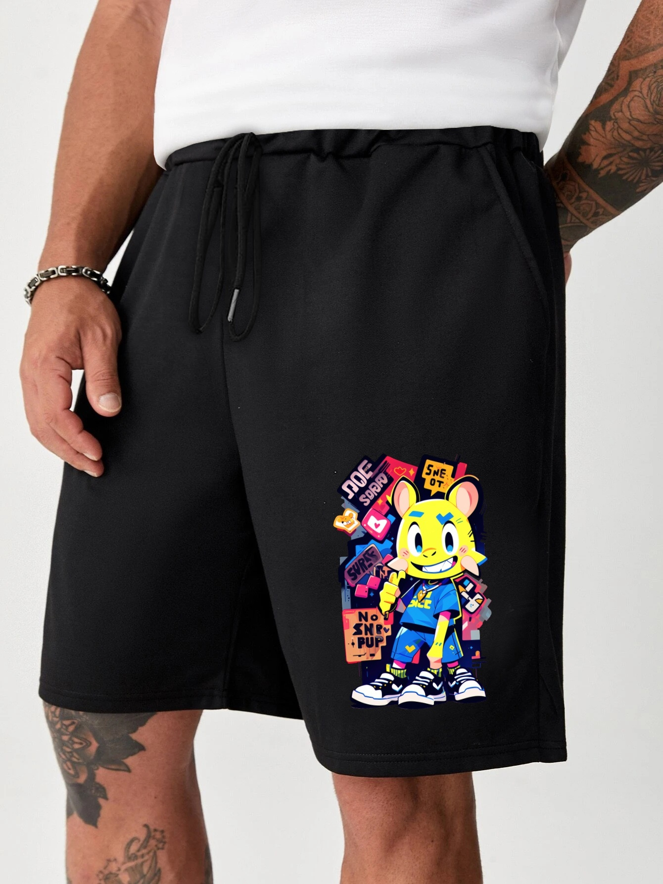 Women's Sweat Shorts Cartoon Cute Style Breathable Soft Drawstring