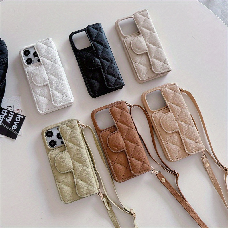 

Crossbody Artificial Leather Phone Case For Iphone 11/12/13/14/15 Pro Max Wallet With Card Holder Shockproof Cover