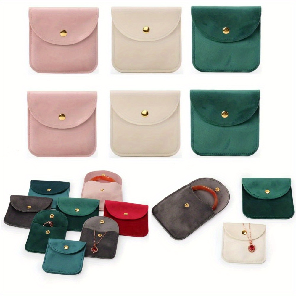 

1pc Velvet Jewelry Pouches With Snap Button, Wedding Gift Bags For Rings, Bracelets, Necklaces, Earrings And Other Small Item