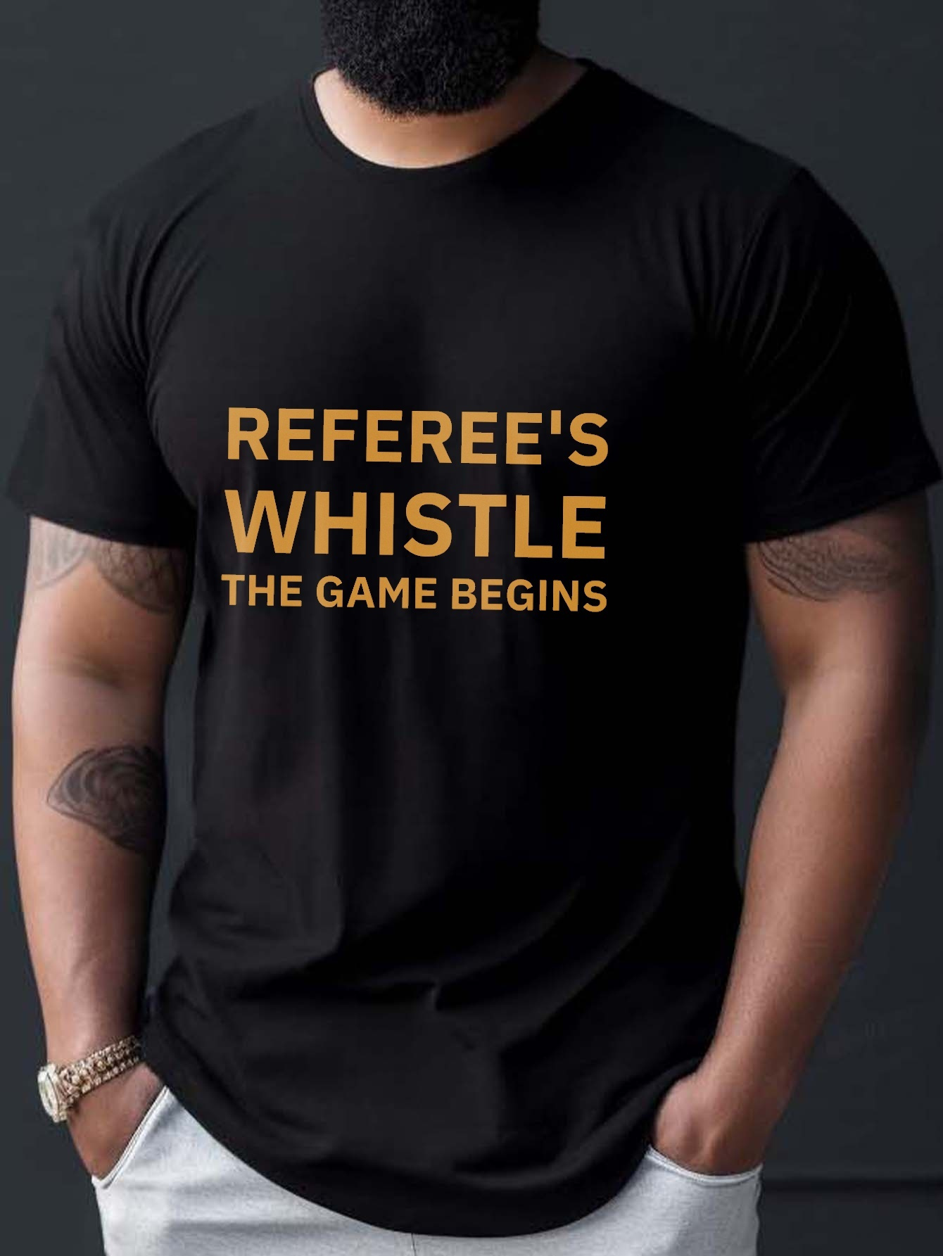 Plus Size Men's Referee's Whistle Game Begins Graphic Print - Temu Ireland